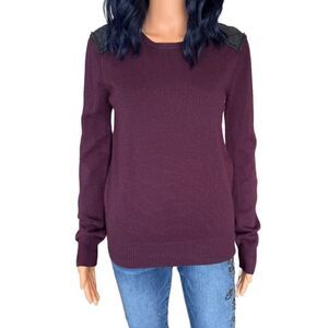 Michael Stars Burgundy Wool Cashmere Modal Blend Crewneck Sweater